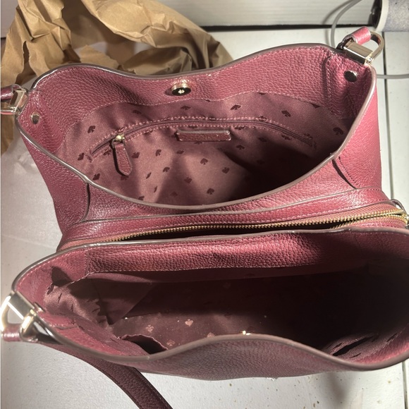 Kate Spade Leila Medium Purse Wallet set triple compartment Cherrywood Burgundy - Picture 6 of 14